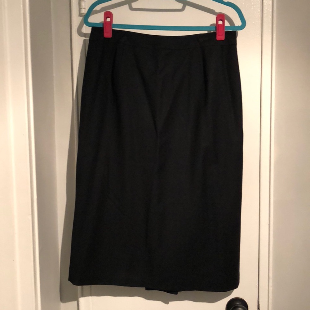 Vintage Talbots Wool Tea-Length Black Pencil Skirt